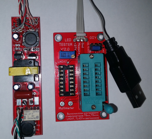 Вид печатной платы тестера стабилитронов, стабилизаторов, IGBT и MOSFET транзисторов сверху